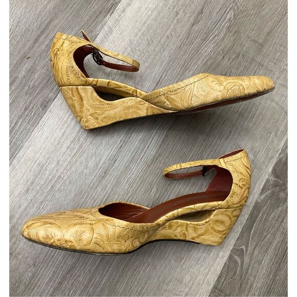 Donald J Pliner Womens Brown Buckle Ankle Strap Wedge Pump Heels Size 8M - Picture 7 of 16